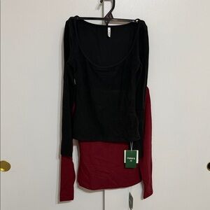HALARA Women's Black and Red Long Sleeve Top XS